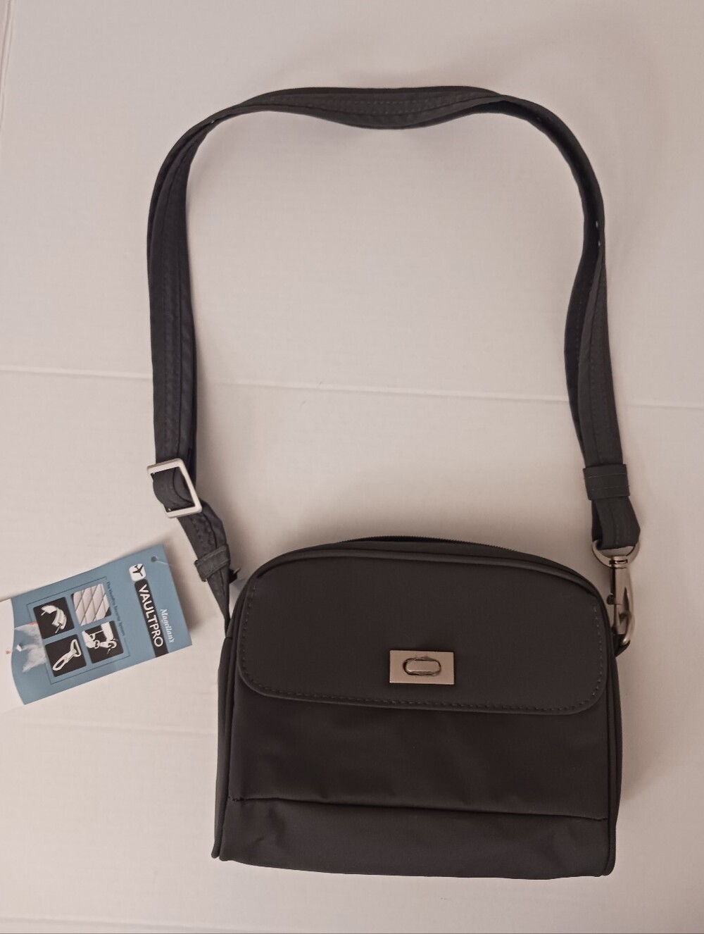 Magellan Vaultpro Nylon Handbag Travel Bag Drk Gray Anti-theft  RFiD Long Strap